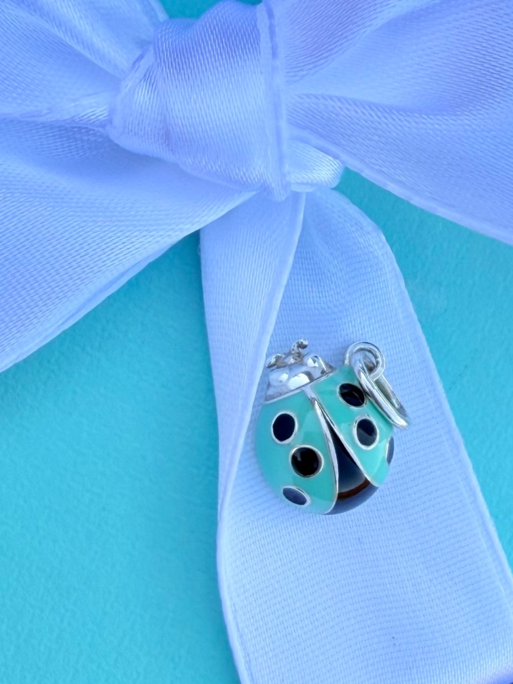 RETIRED Tiffany & Co. Blue Black Enamel Lady Bug in Silver - Picture 2 of 3
